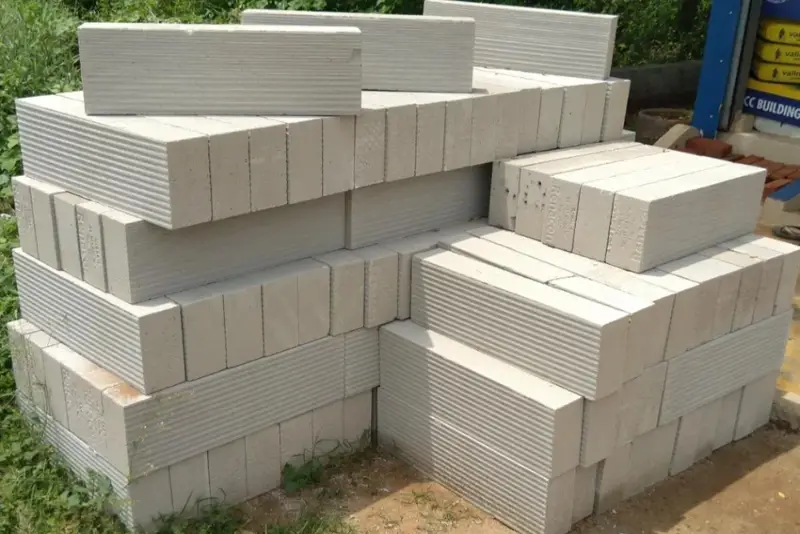 Pallets of autoclaved aerated concrete AAC blocks